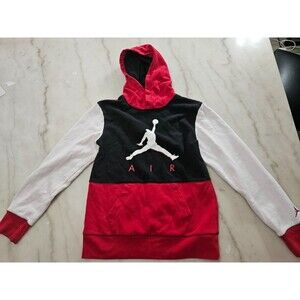 Jordan Air Kids' Red, Black & White Hoodie – Size Large (12-13 Yrs), Cotton Blen
